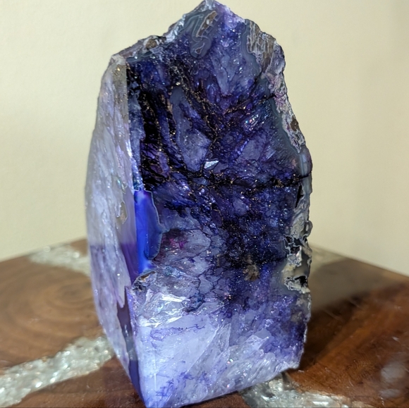 Brazilian Agate Geode Sections Set of 5 Purple Dyed - Picture 16 of 16